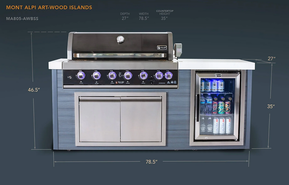 Thumbnail: Mont Alpi 6 Burner Black Stainless Steel Artwood Outdoor Kitchen