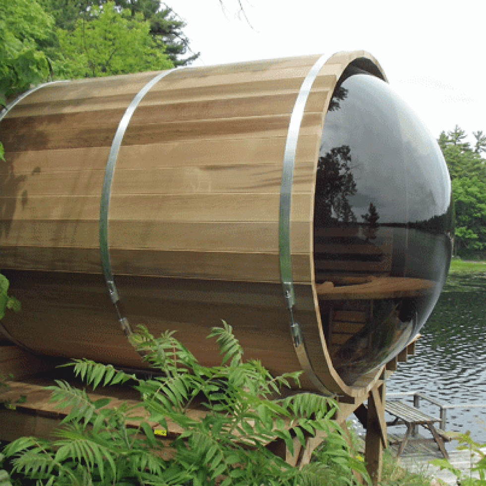 Thumbnail: Panoramic View Clear Cedar Barrel Saunas