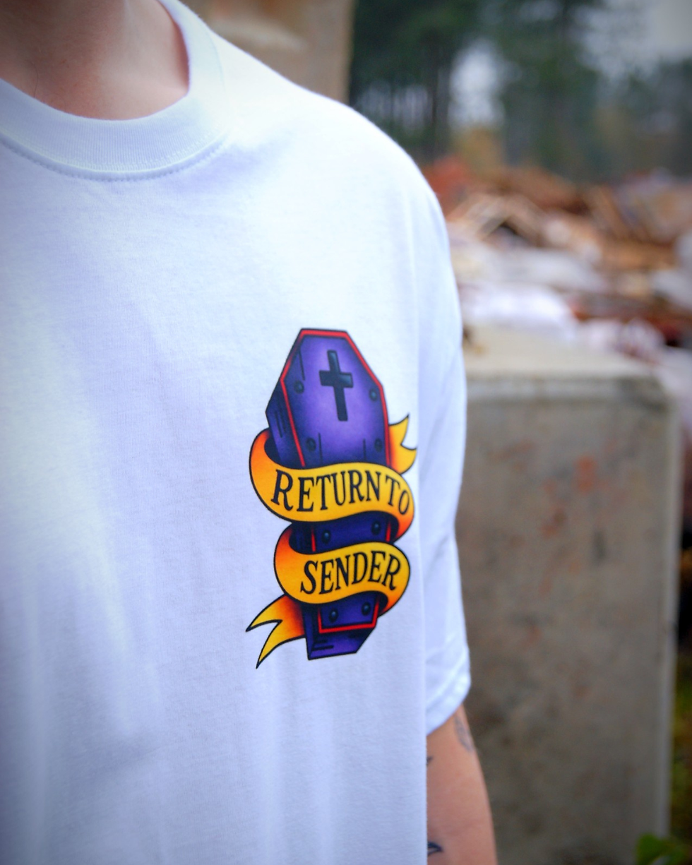 Thumbnail: Return To Sender White Front Pocket T-Shirt
