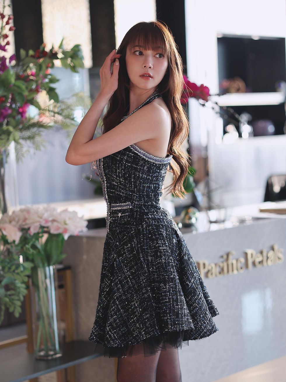 縮圖：Kanalili Bailee Tweed Dress in Noir