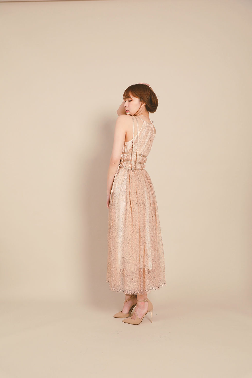 縮圖：Kanalili bow shoulder straps lace dress
