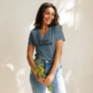 Done Settling - Women’s relaxed v-neck t-shirt in black ink