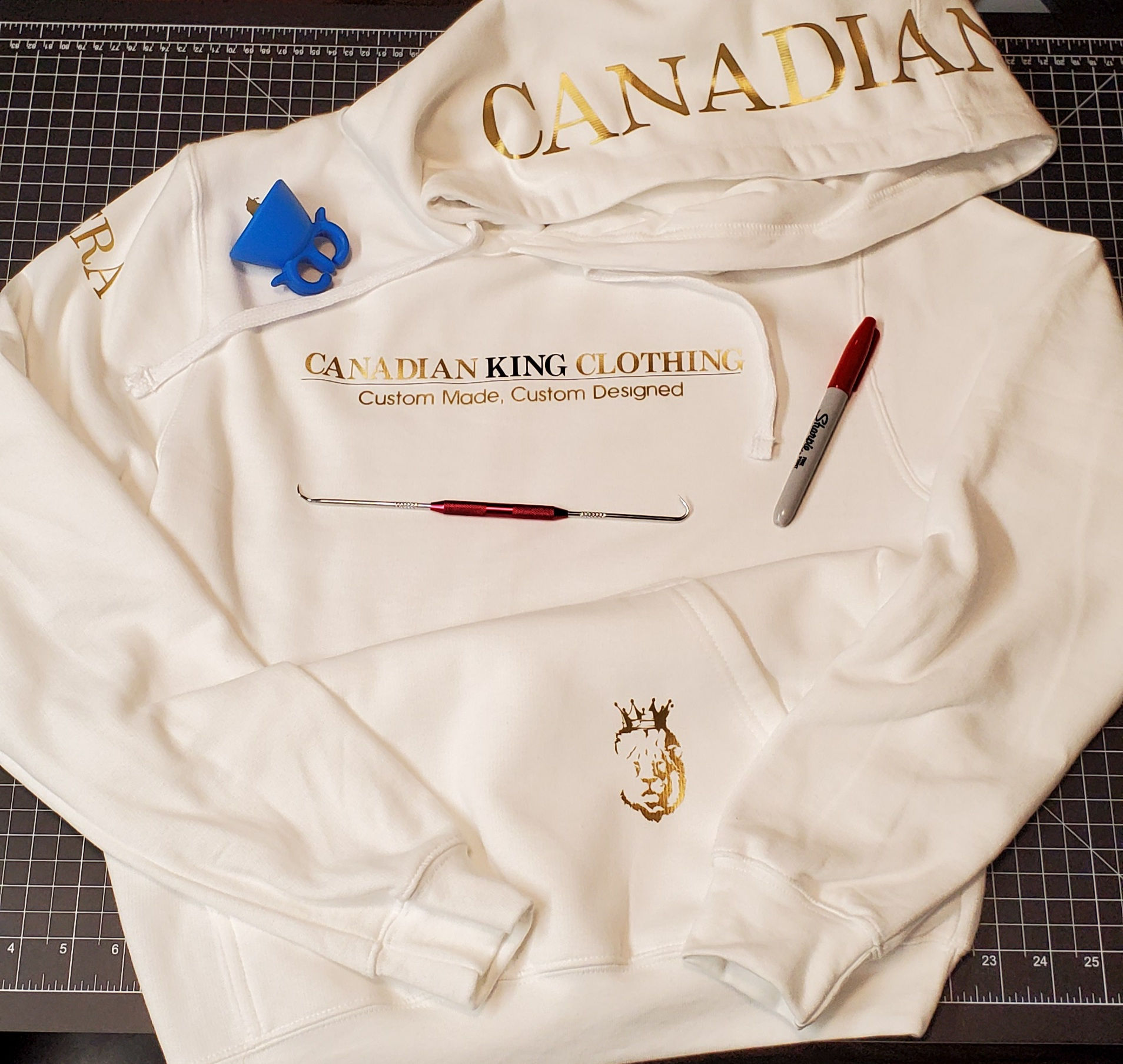 Canadian King White and Gold Hoodie