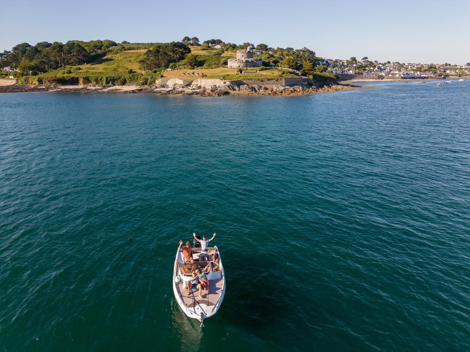 Drone view over St Mawes Castle and the Carrick Roads