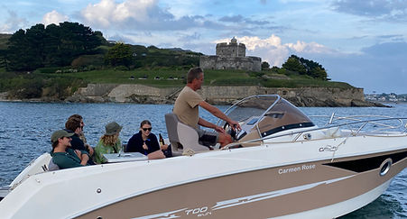 Group pass st mawes castle on boat trip trip to visit local waterside pub