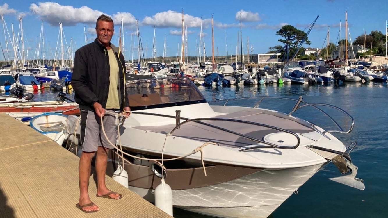 Carmen Rose with skipper Giles at Mylor