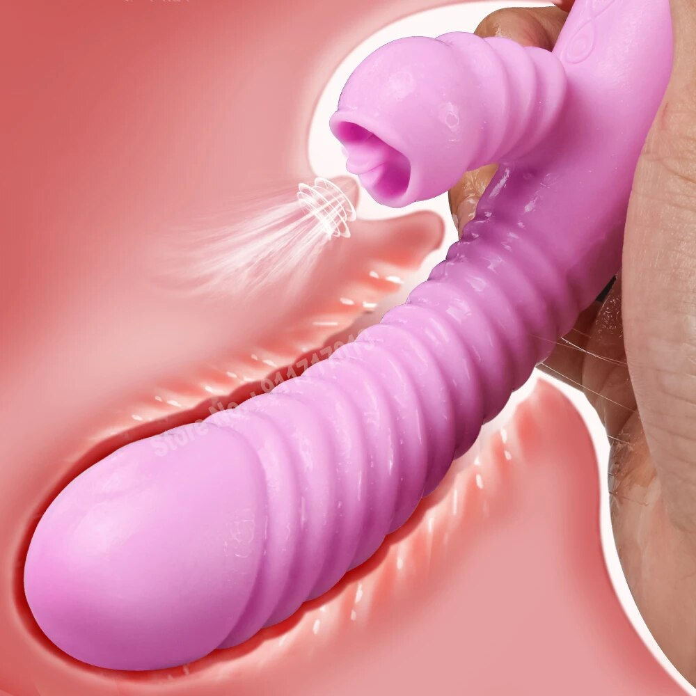 Vibrator For Women 2 In 1 Licking Machine Clitoris Stimulator G-Spot Powerful