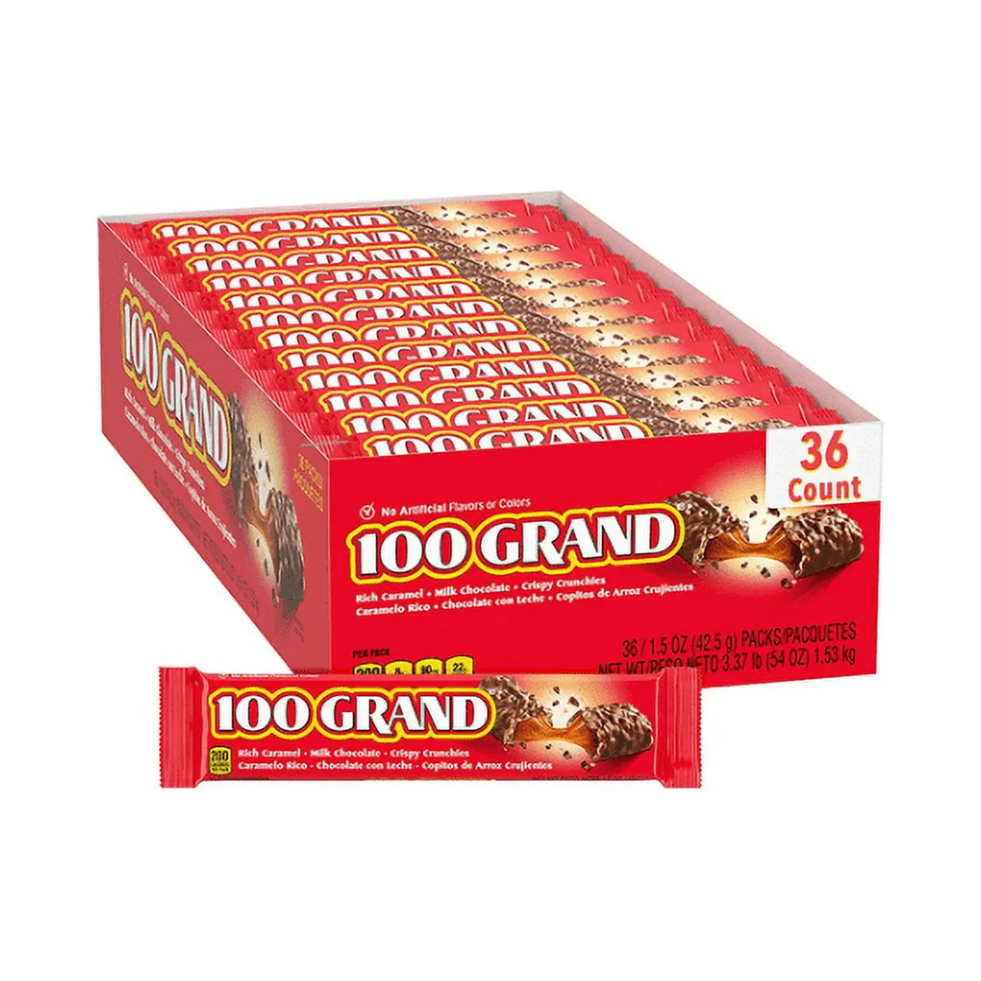 100 Grand Milk Chocolate Candy Bars, Full Size Bulk Individually Wrapped Candy,