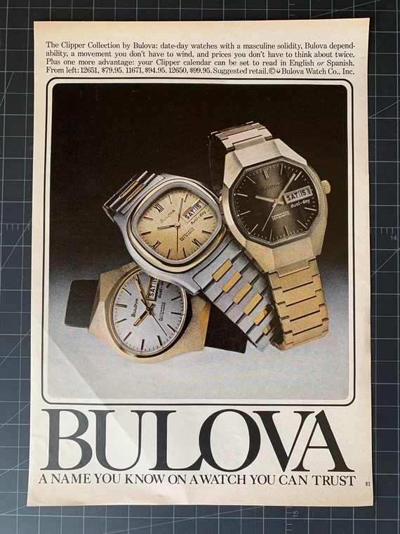 Bulova Werbeanzeigen 70er