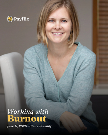 Claire Plumbly with the words: Working with Burnout.