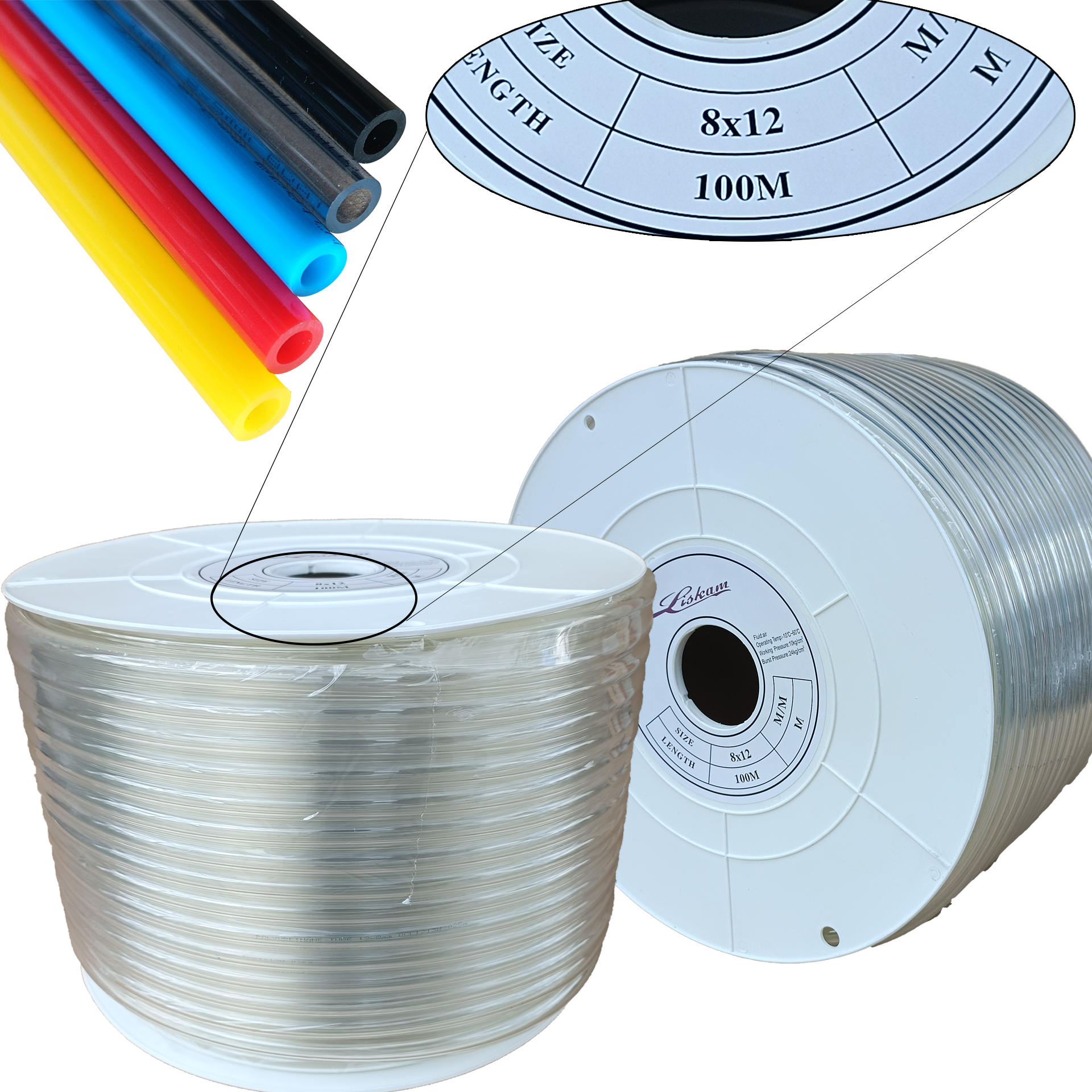 Przewód PU POLIURETANOWY Wąż Pneumatyczny 12x8mm przezroczysty 1m