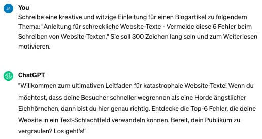 ChatGPT Texte schreiben mit spezifischen Prompts