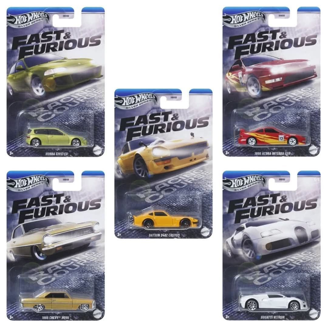 Hotwheels Fast & Furious Silver Series Honda, Nissan, Bugatti, Chevy, Acura