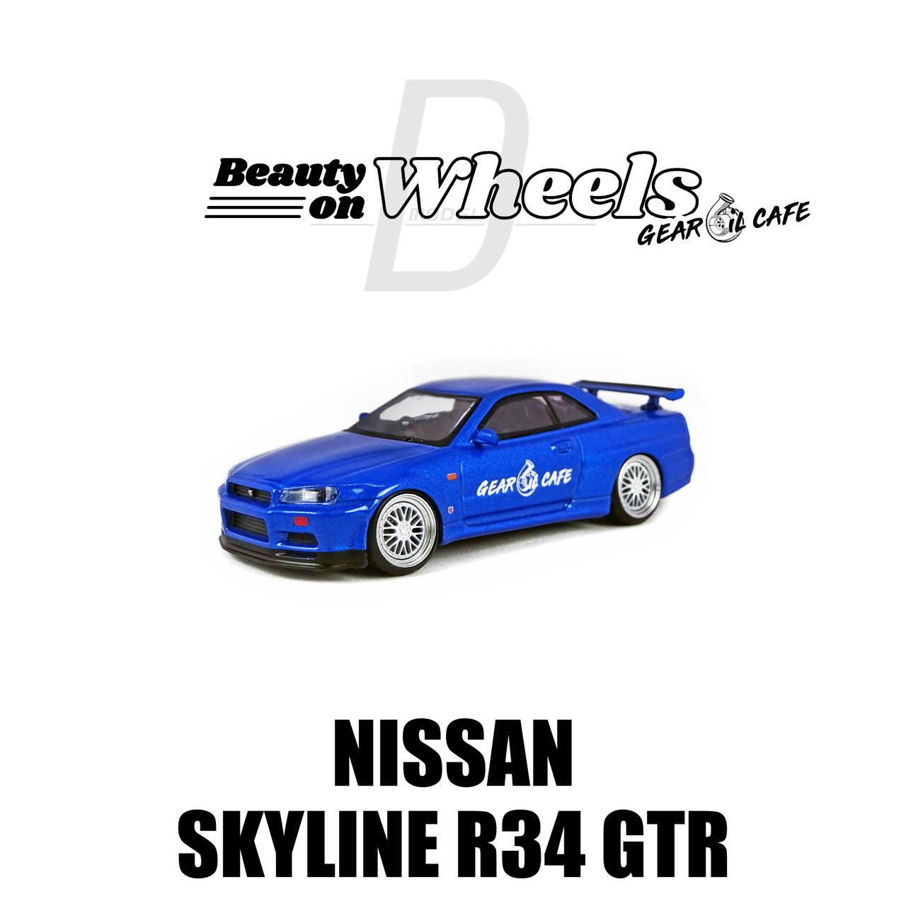 DModel X GearOilCafe Custom Nissan Skyline R34 SGDE 2025 Diecast Package