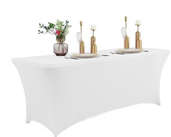 6ft White Spandex Tablecloth