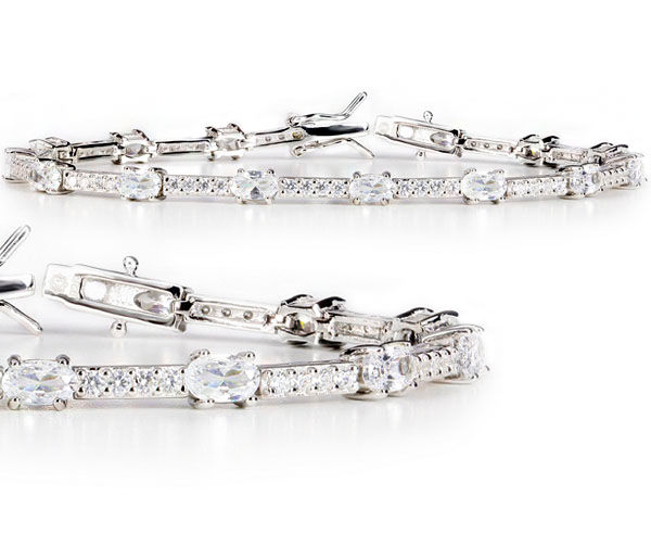 Tennisarmband in silber mit weißen Swarovski-Kristallen