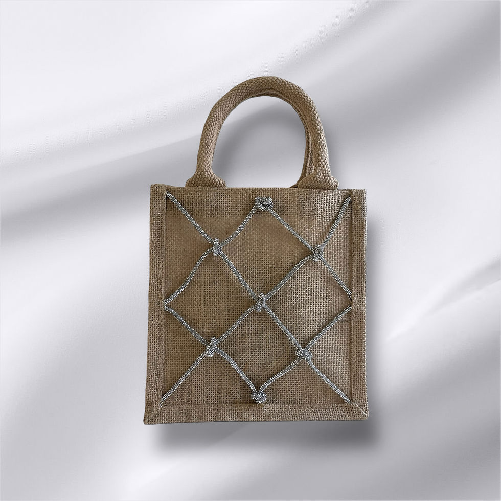 Jutetasche klein mit silbernem Glitzer