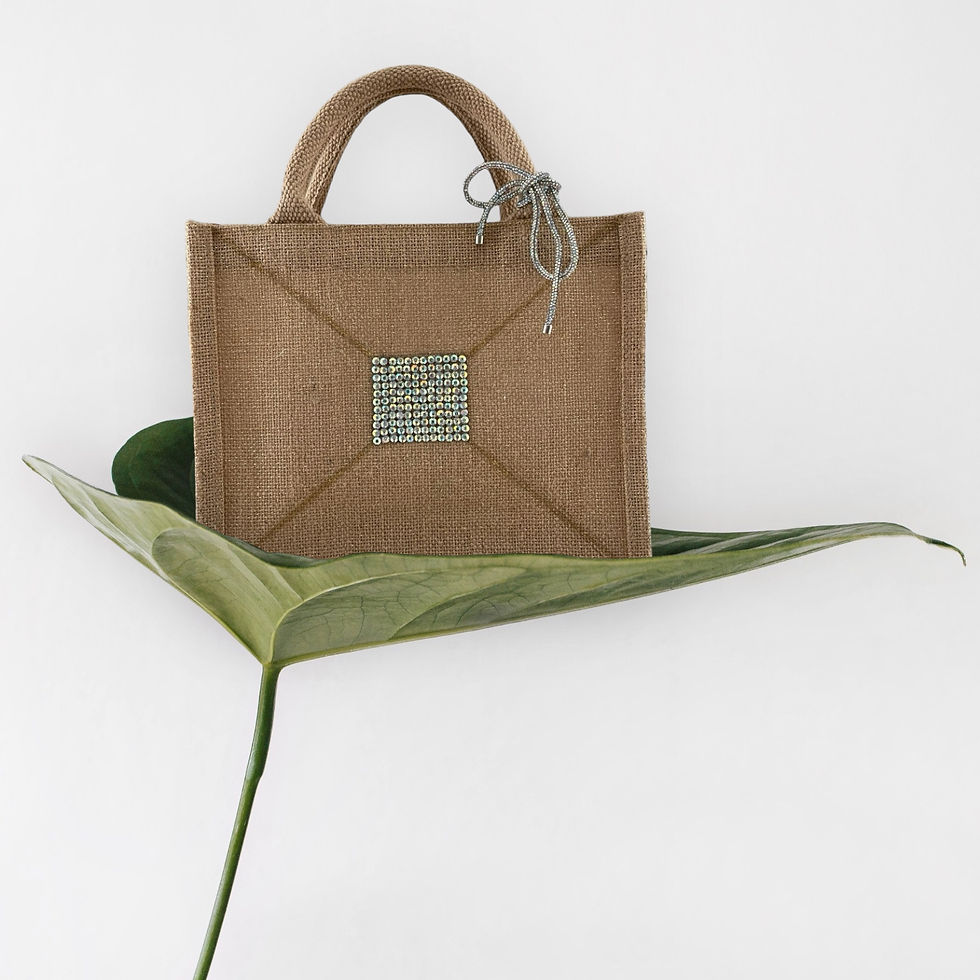 Jute Tasche mit Niete aus Swarovski-Kristallen