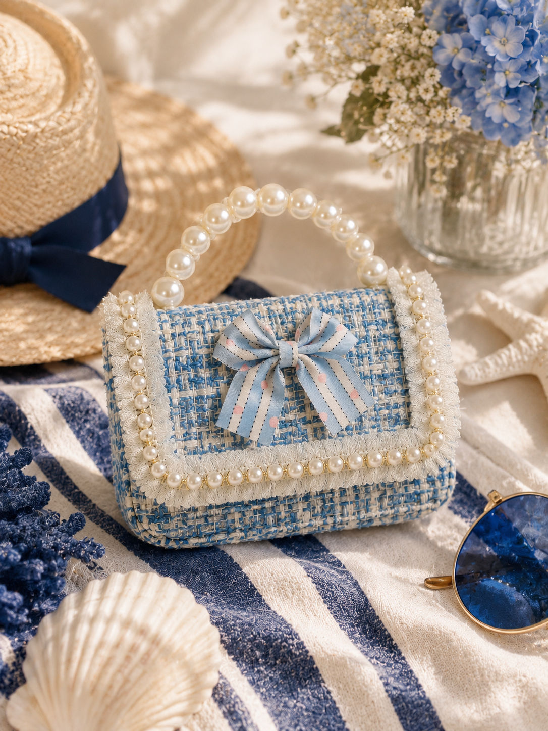 Sweetie Tweed Purse - Light blue