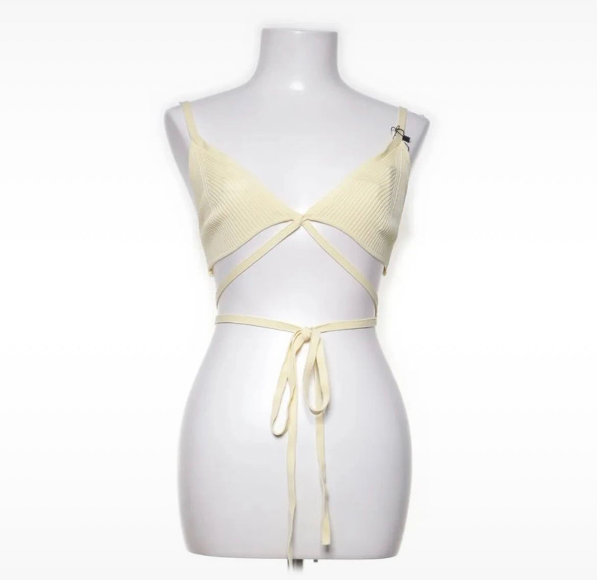 Crop Top “Liriany Palmiers” in Gelb – Top coprispalla