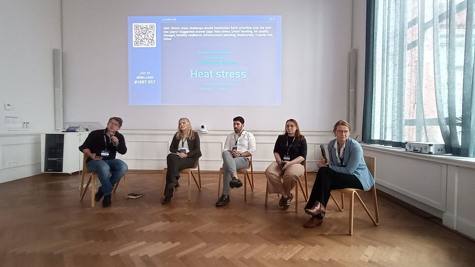 Natalie Theeves (on the right), in the panel discussion moderated by Federico Fierli (on the left). Co-panellists (left to right): Laura Hetel, Konstantinos Zervas, Cristina Pavelescu.