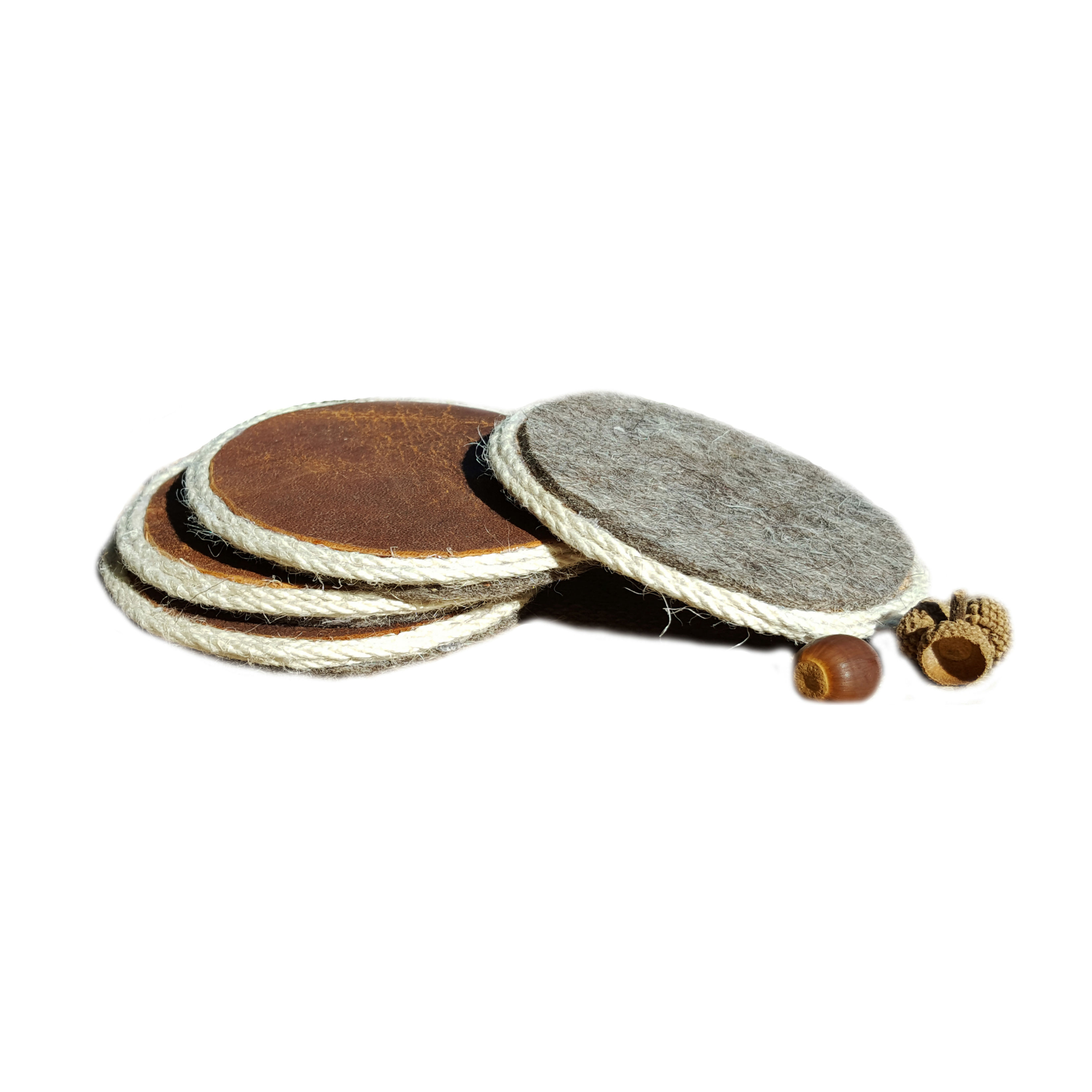 Reclaimed Leather Coasters - Set of 4