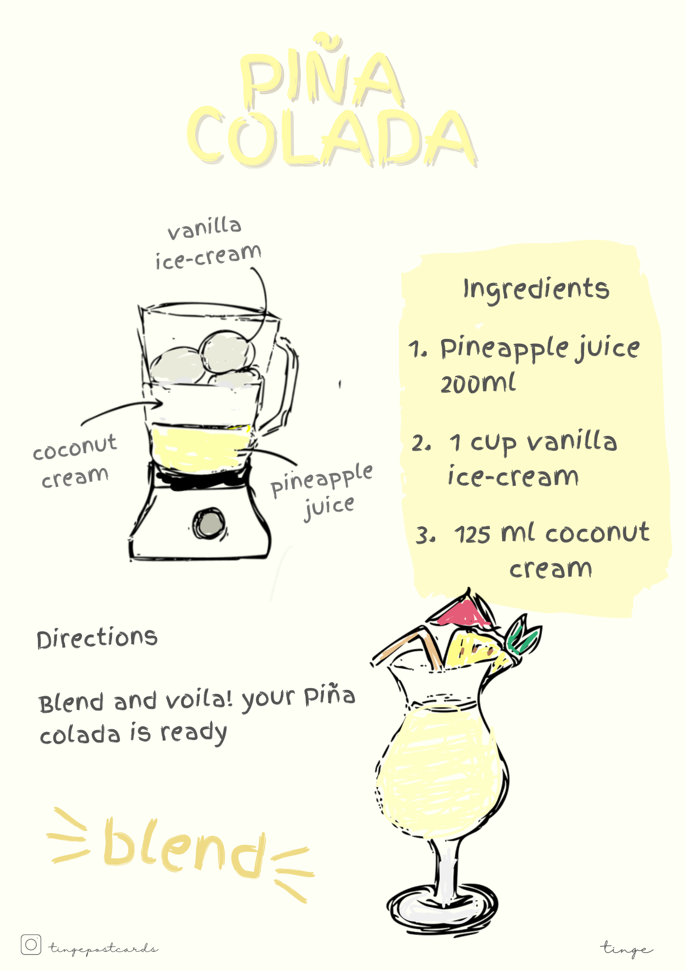 Piña Colada Recipe Illustration