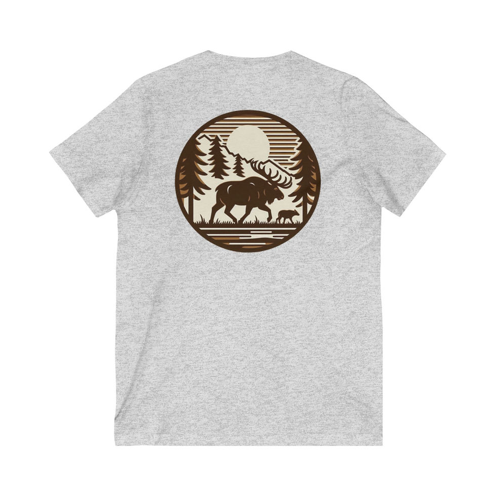 Thumbnail: Unisex V-Neck Tee - Color Rugged Moose