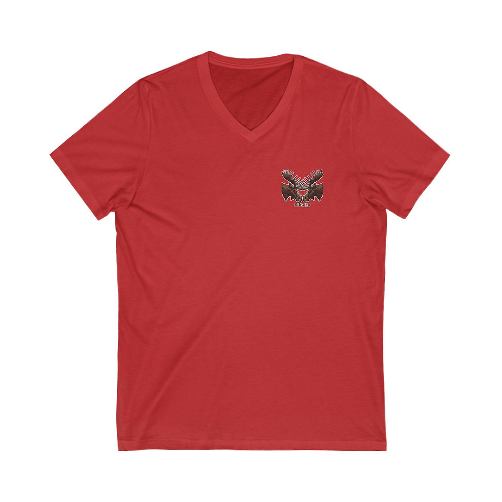 Thumbnail: Unisex V-Neck Tee - Color Rugged Moose
