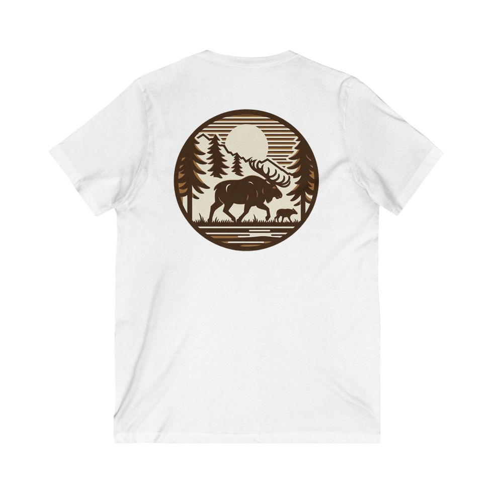 Thumbnail: Unisex V-Neck Tee - Color Rugged Moose