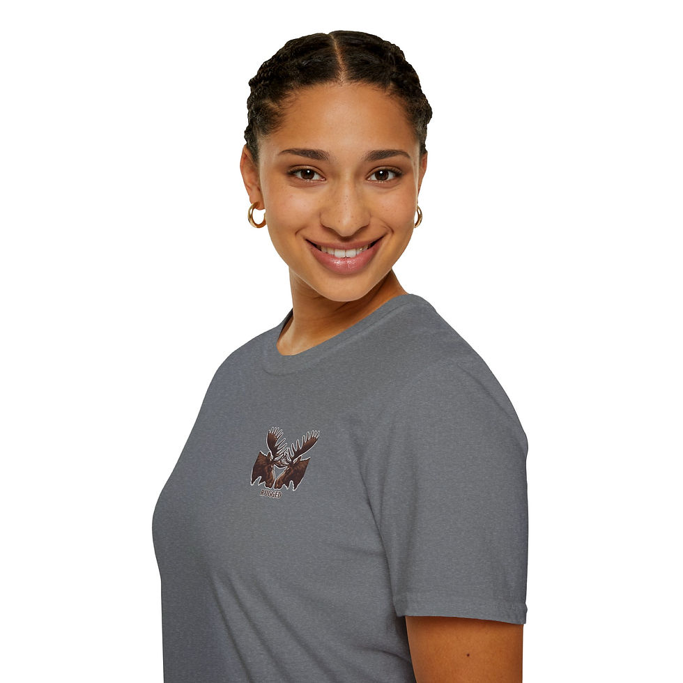 Thumbnail: Unisex Softstyle Hiking T-Shirt - Color Rugged Moose