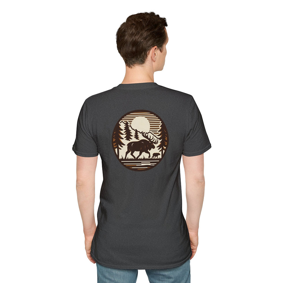 Thumbnail: Unisex Softstyle Hiking T-Shirt - Color Rugged Moose