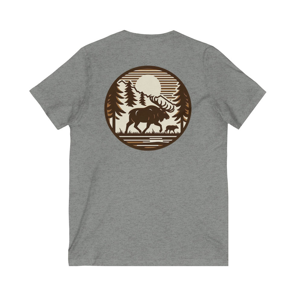 Thumbnail: Unisex V-Neck Tee - Color Rugged Moose