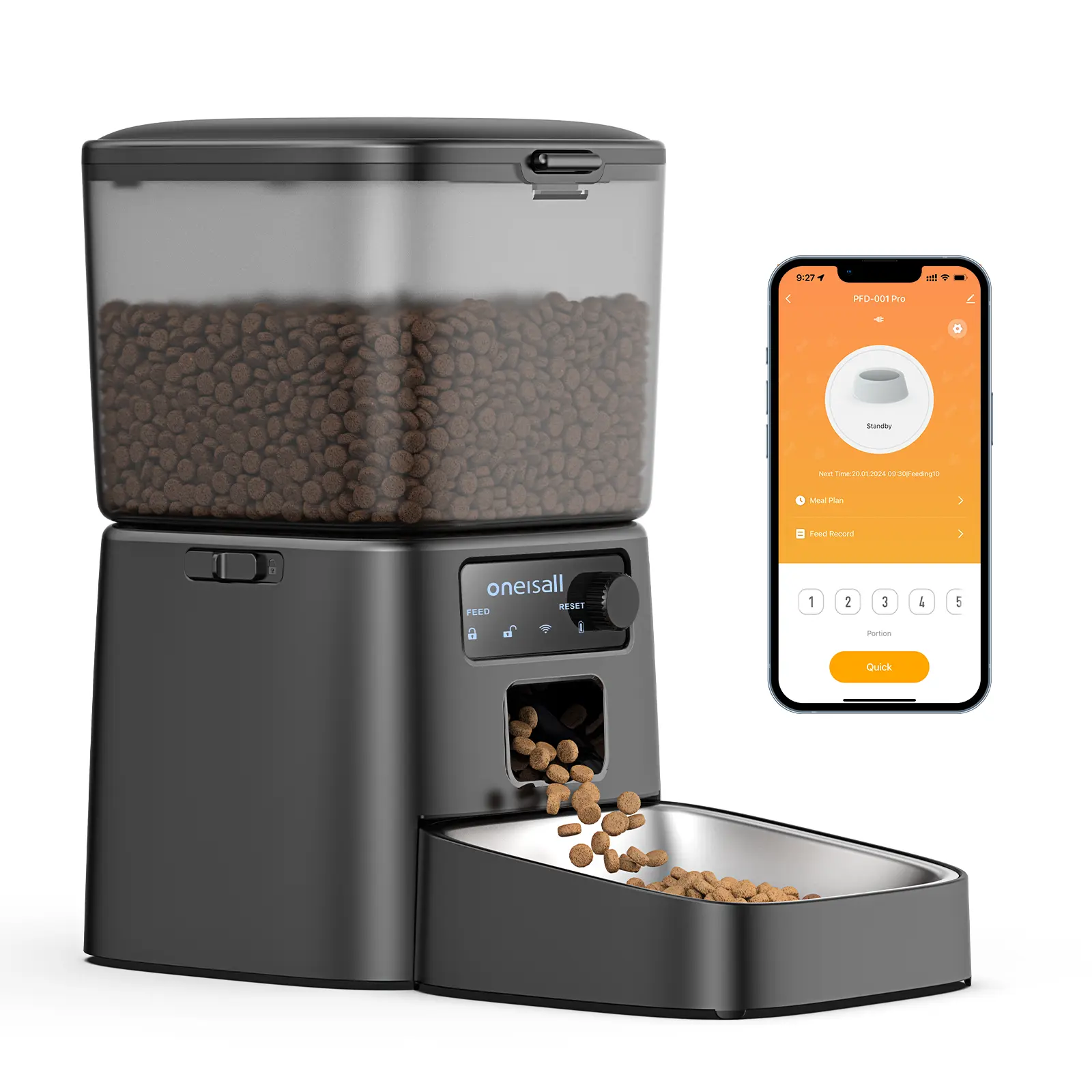 Oneisall 3.5L Smart Pet Feeder - Automatic Dry Food Dispenser for Cats & Dogs