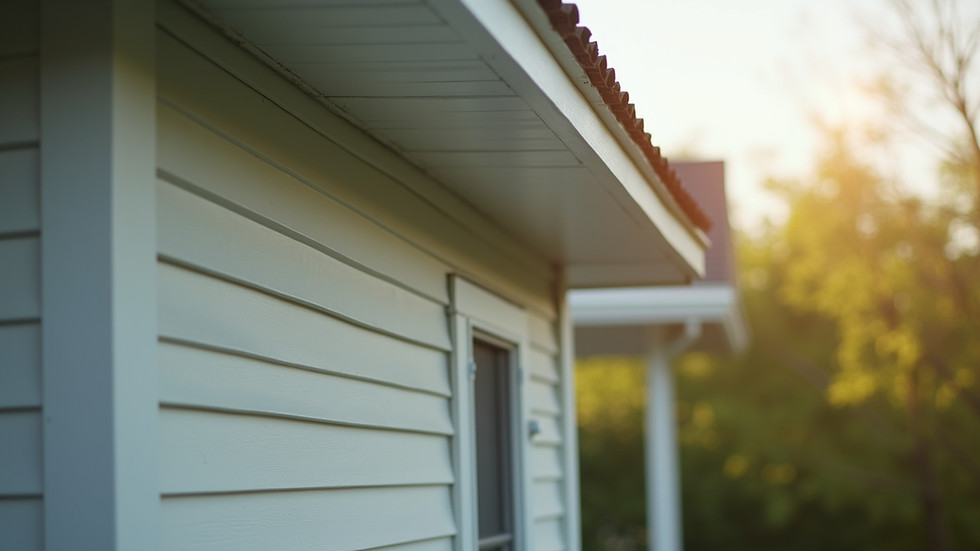 Close-up view of well-maintained siding and gutters on a house