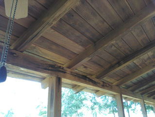 How to remove mold from a log cabin ceiling ?