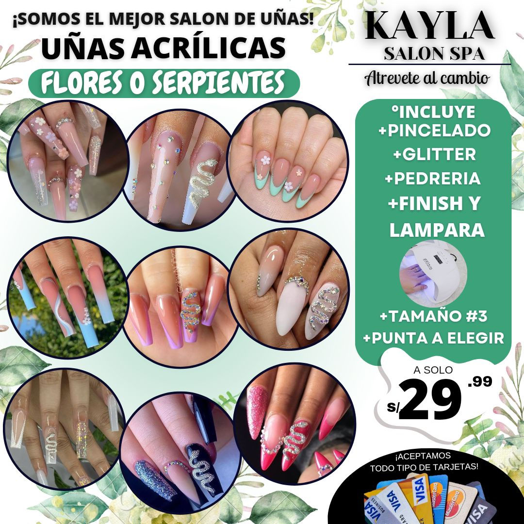 UÑAS ACRÍLICAS FLORES O SERPIENTES