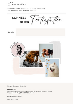 SchnellBlick Fertigfutter Ersteinschätzung für Hunde Titelseite 