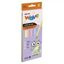 LÁPIS DE COR PASTEL BAZZE WAZE COM 10 CORES - TRIS