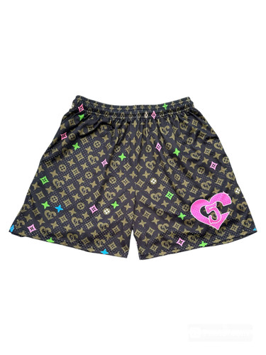 555 Studios Brown 'Monogram' Shorts | CrisCaps
