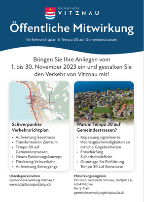Verkehrsrichtplan und Tempo 30 auf Gemeindestrassen