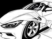 car having paint protection film being applied in black and white.jpg