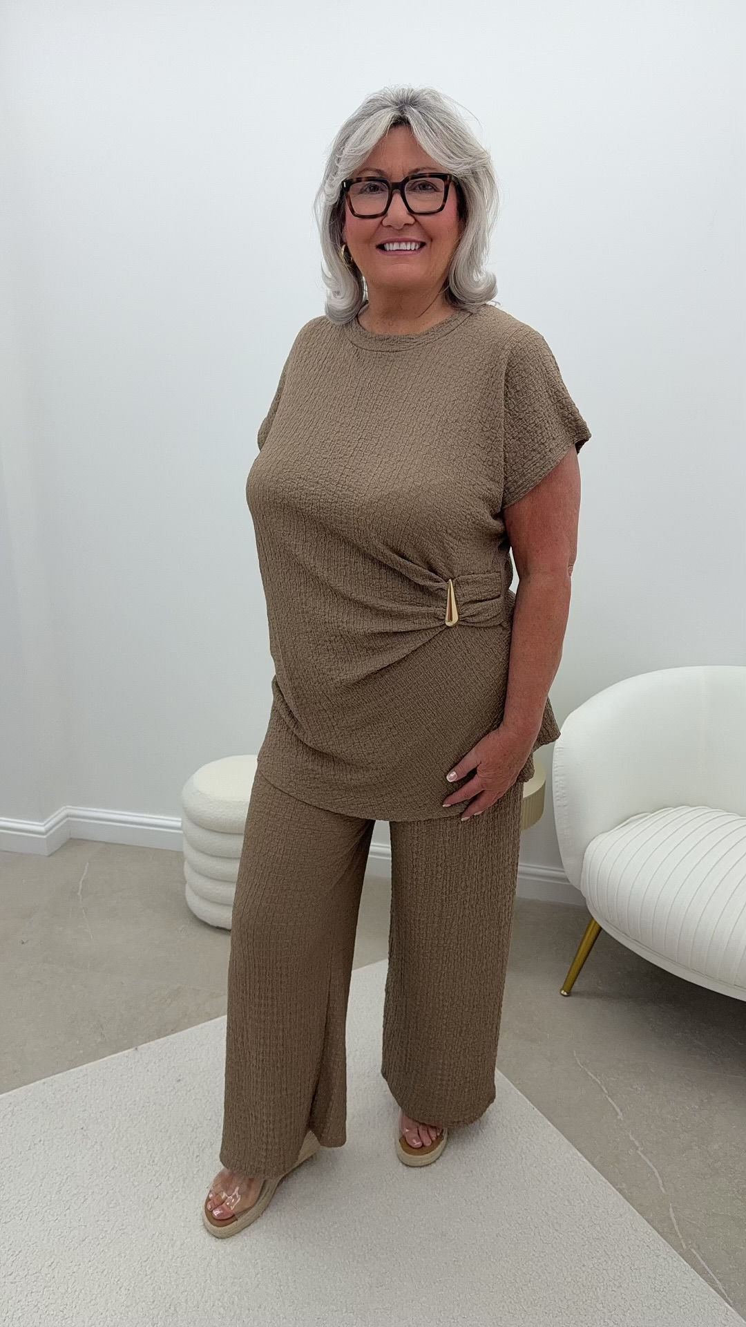 Tavern Curve Waffle Button Two Piece Set Mocha