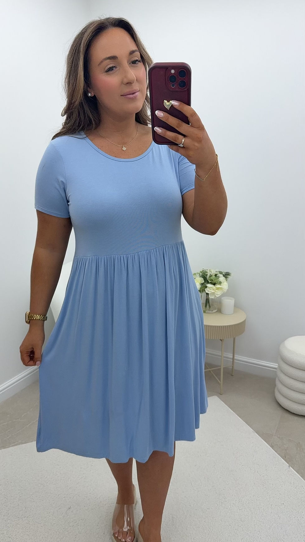 Thumbnail: Serena Basic T-Shirt Dress Baby Blue