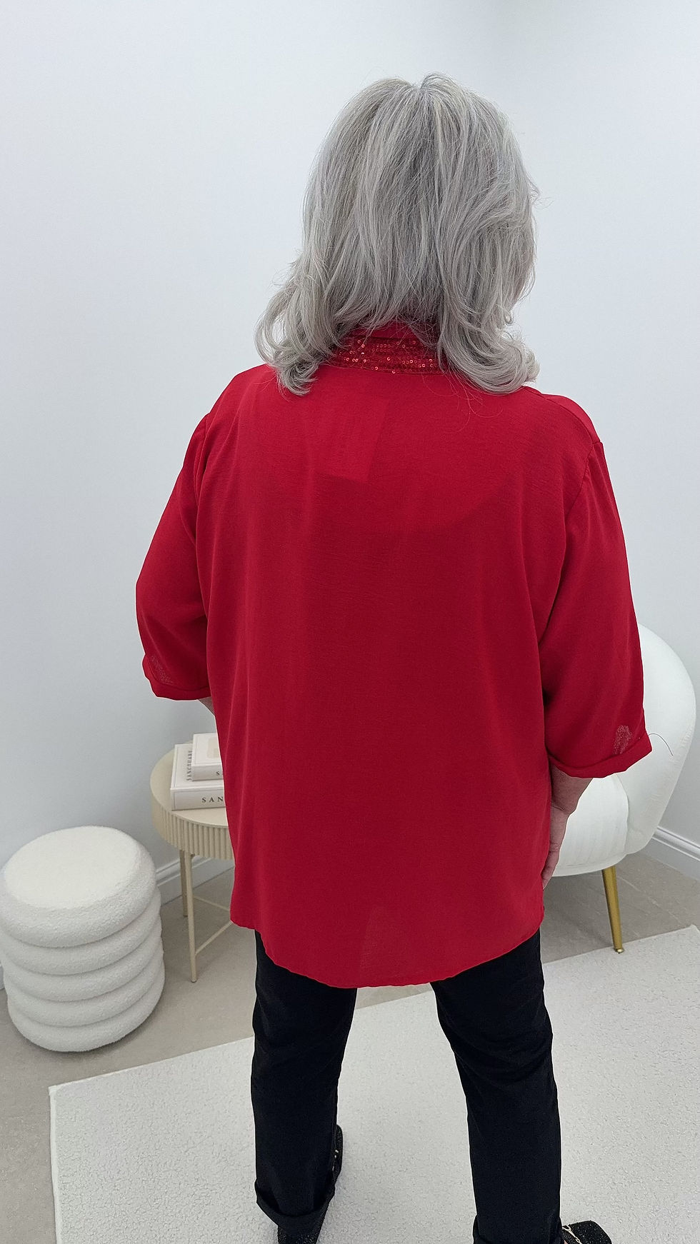 Thumbnail: Otis Sequin Trim Blazer Lightweight Jacket Red