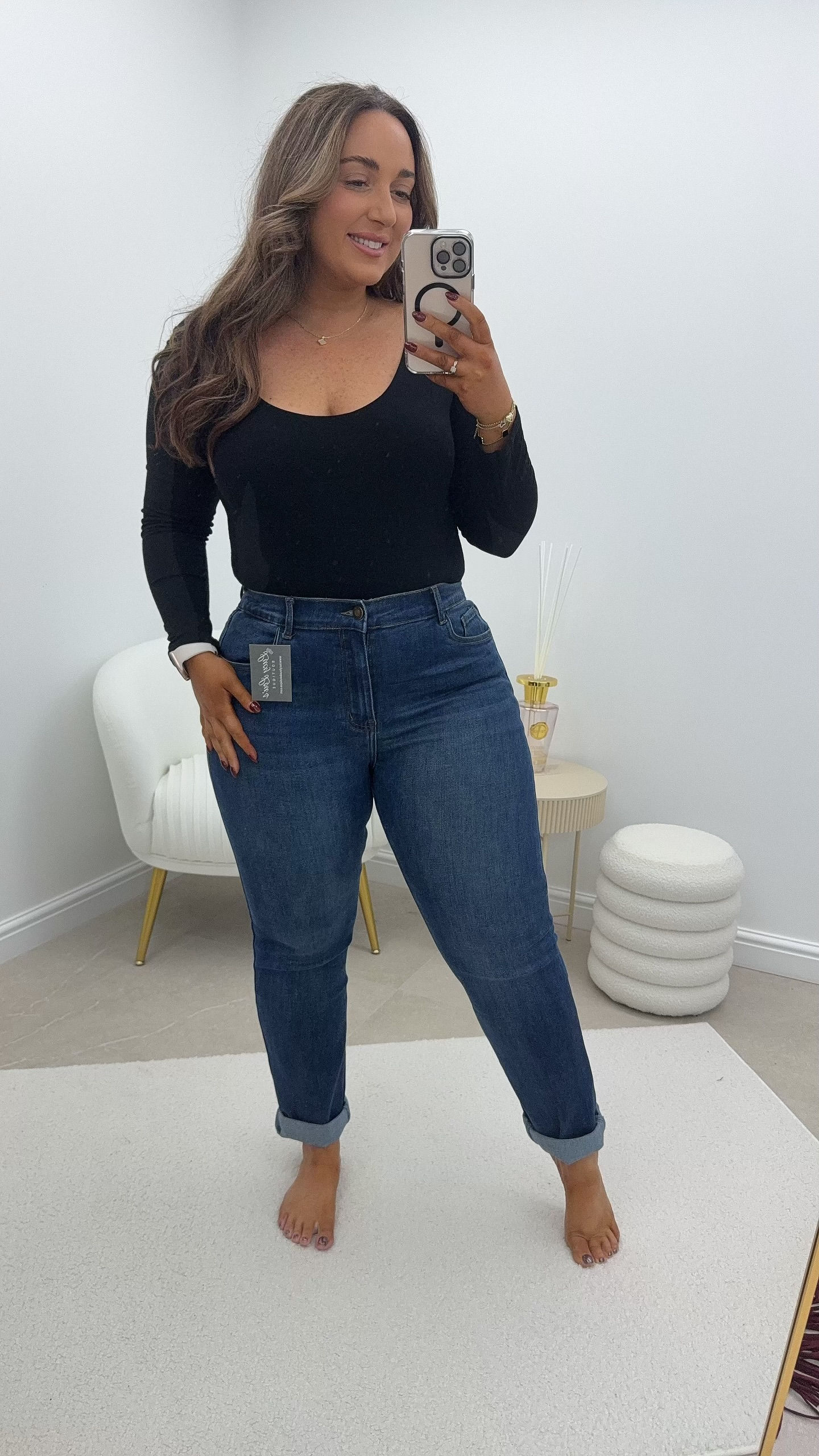 Veronika Magic Waist Super Stretch Mom Jean Dark Blue