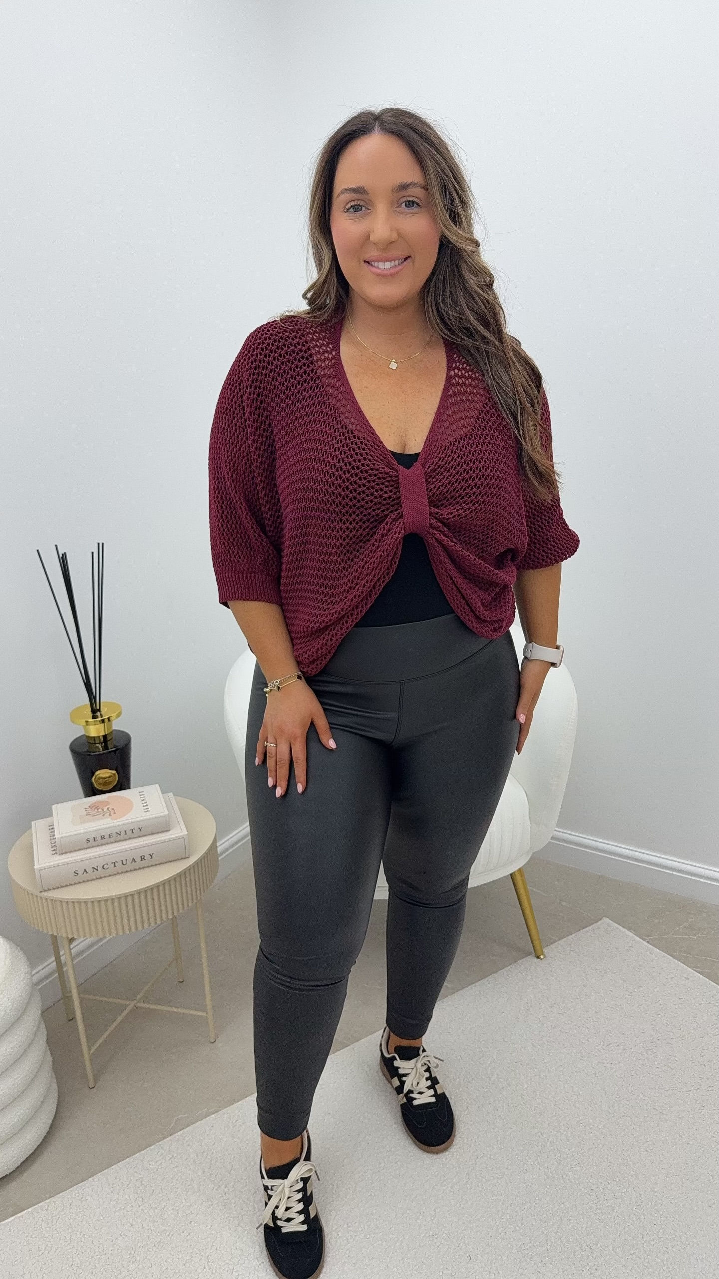 Polly Two Way Knitted Detail Top Burgundy