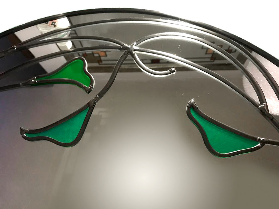 Thumbnail: Round Stained glass calla lily flower Design mirror