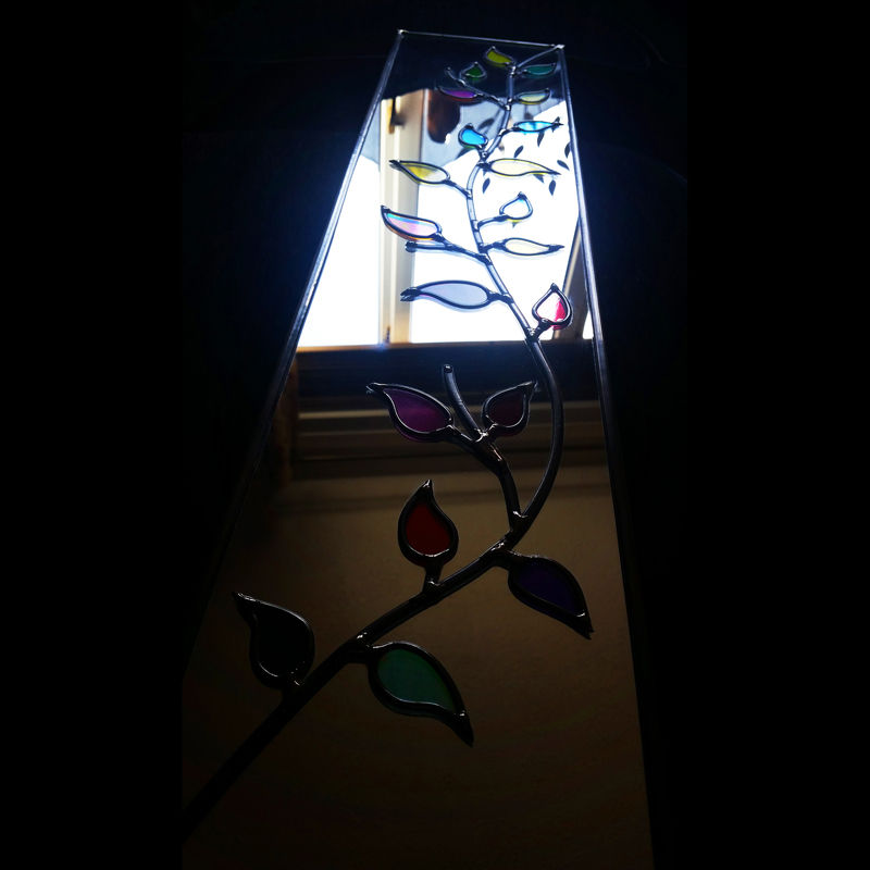 Thumbnail: Stained Glass Symmetrical Floral Mirrors - Multicoloured - Handmade 