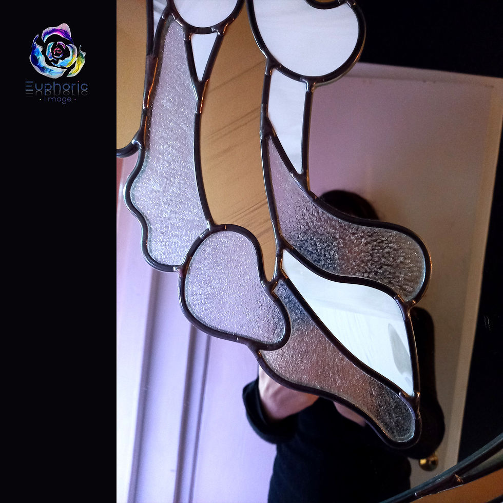 Thumbnail: GOLD WAVE DESIGN STAINED GLASS MIRROR 90 cm.